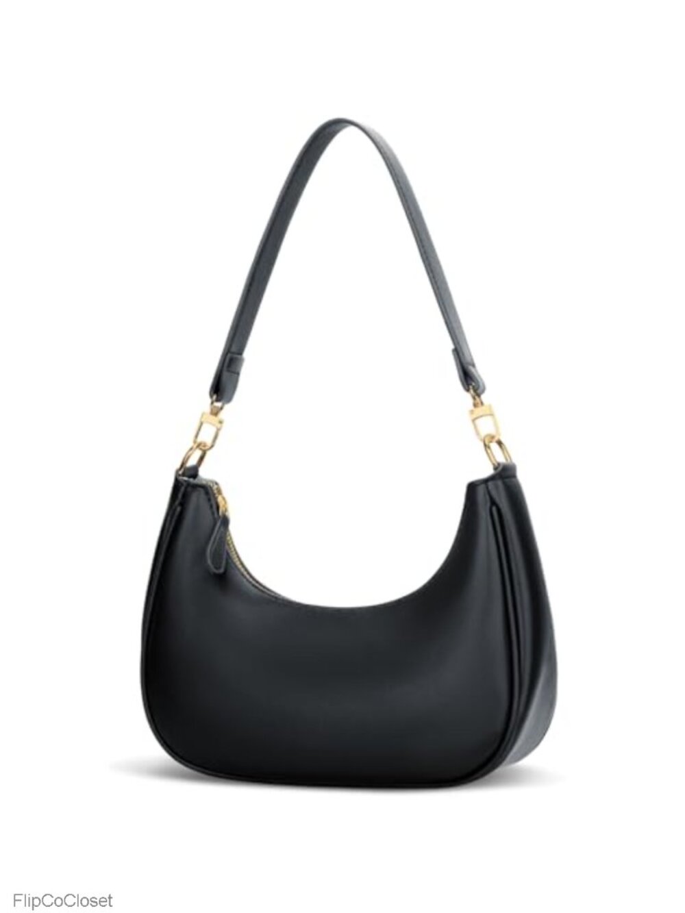 Small PU Leather Crescent Hobo Shoulder Bag with Detachable Chain